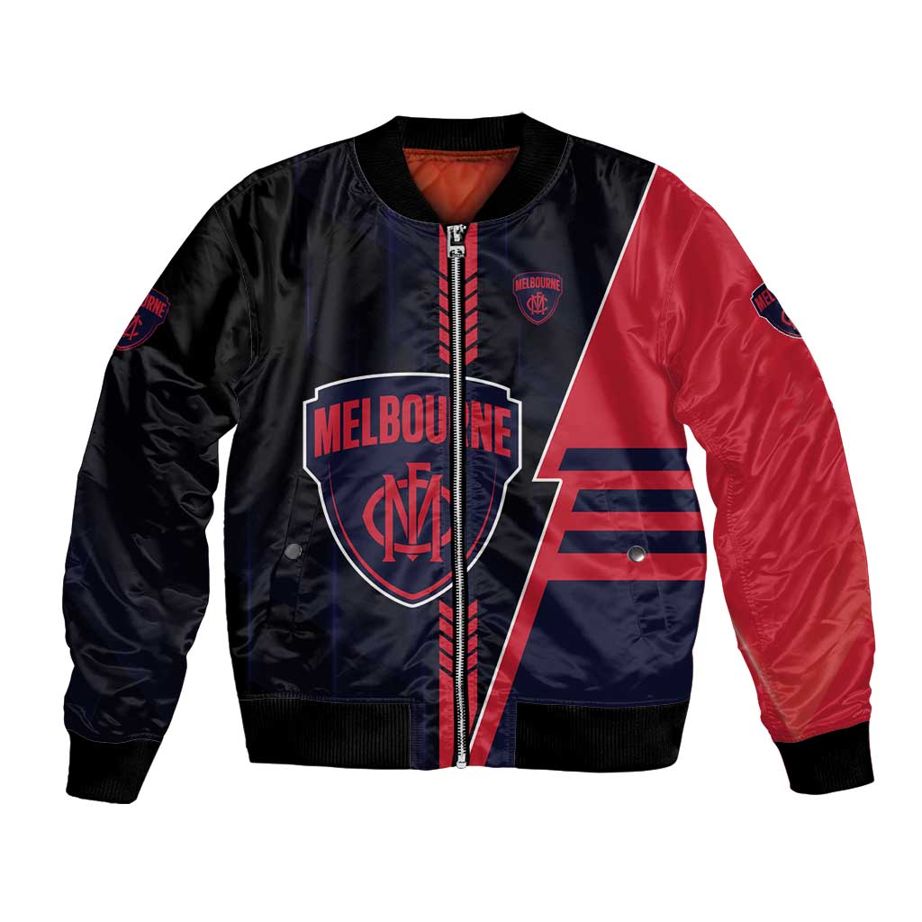 Personalized Melbourne Demons Bomber Jacket Modern Geometric Sports Graphic Style