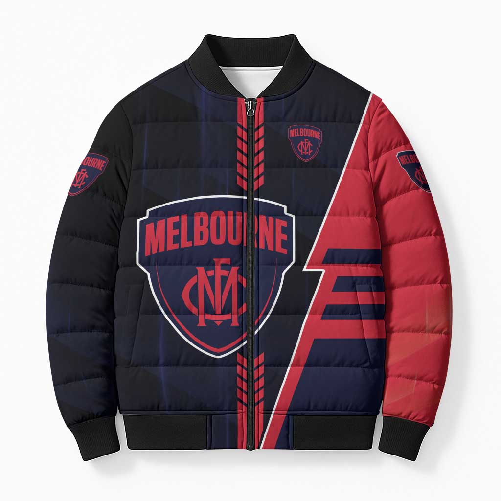 Personalized Melbourne Demons Bomber Puffer Jacket Modern Geometric Sports Graphic Style