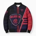 Personalized Melbourne Demons Bomber Puffer Jacket Modern Geometric Sports Graphic Style
