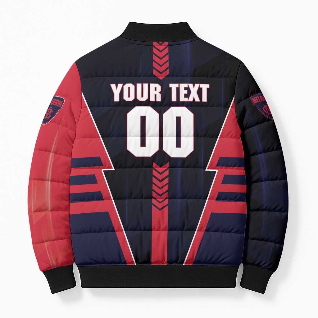 Personalized Melbourne Demons Bomber Puffer Jacket Modern Geometric Sports Graphic Style