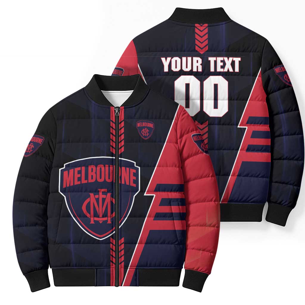 Personalized Melbourne Demons Bomber Puffer Jacket Modern Geometric Sports Graphic Style
