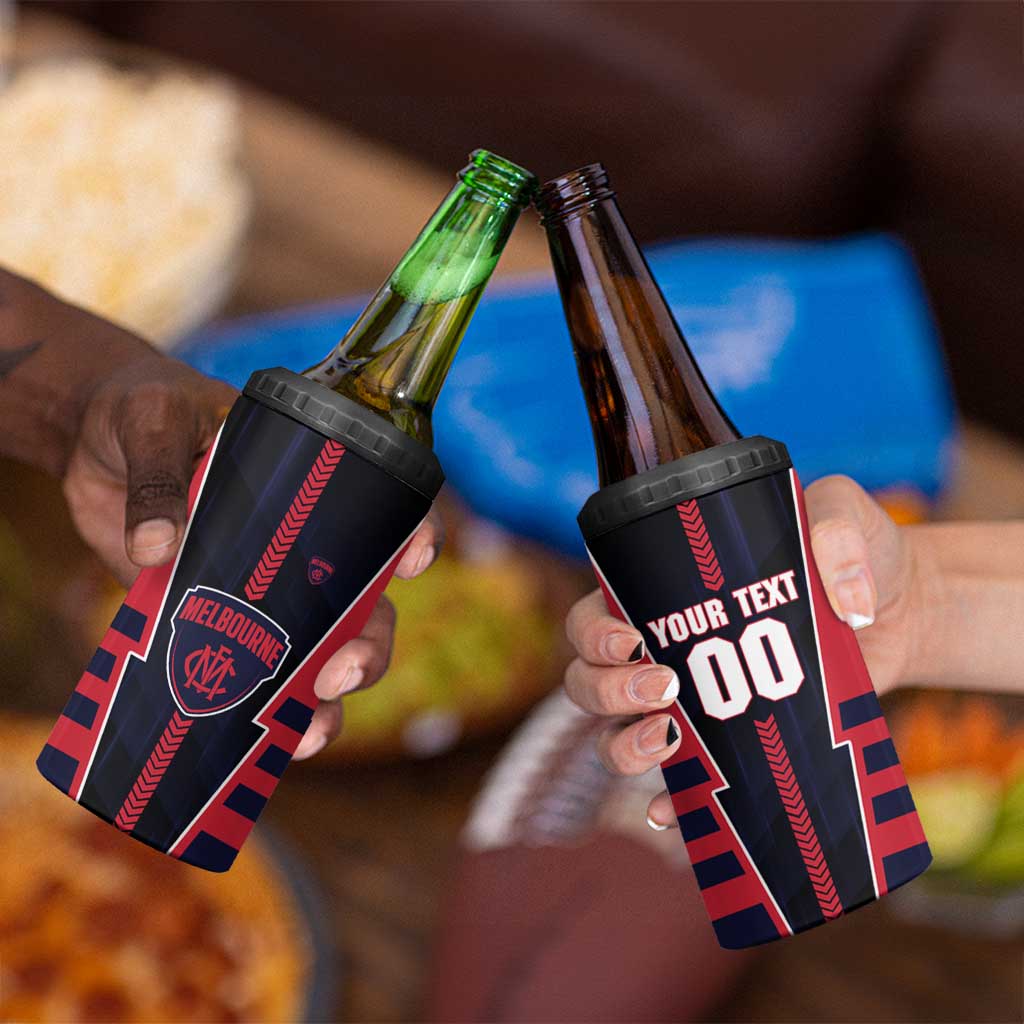 Personalized Melbourne Demons 4 in 1 Can Cooler Tumbler Modern Geometric Sports Graphic Style
