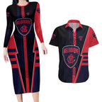 Personalized Melbourne Demons Couples Matching Long Sleeve Bodycon Dress and Hawaiian Shirt Modern Geometric Sports Graphic Style