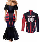 Personalized Melbourne Demons Couples Matching Mermaid Dress and Long Sleeve Button Shirt Modern Geometric Sports Graphic Style