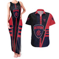 Personalized Melbourne Demons Couples Matching Tank Maxi Dress and Hawaiian Shirt Modern Geometric Sports Graphic Style