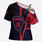 Personalized Melbourne Demons Cross Shoulder Shirt Modern Geometric Sports Graphic Style