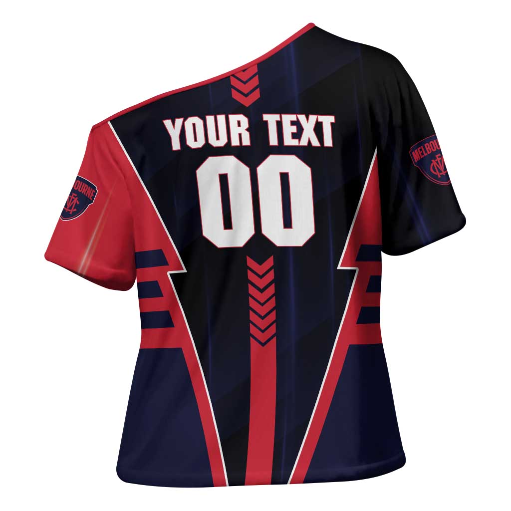 Personalized Melbourne Demons Cross Shoulder Shirt Modern Geometric Sports Graphic Style