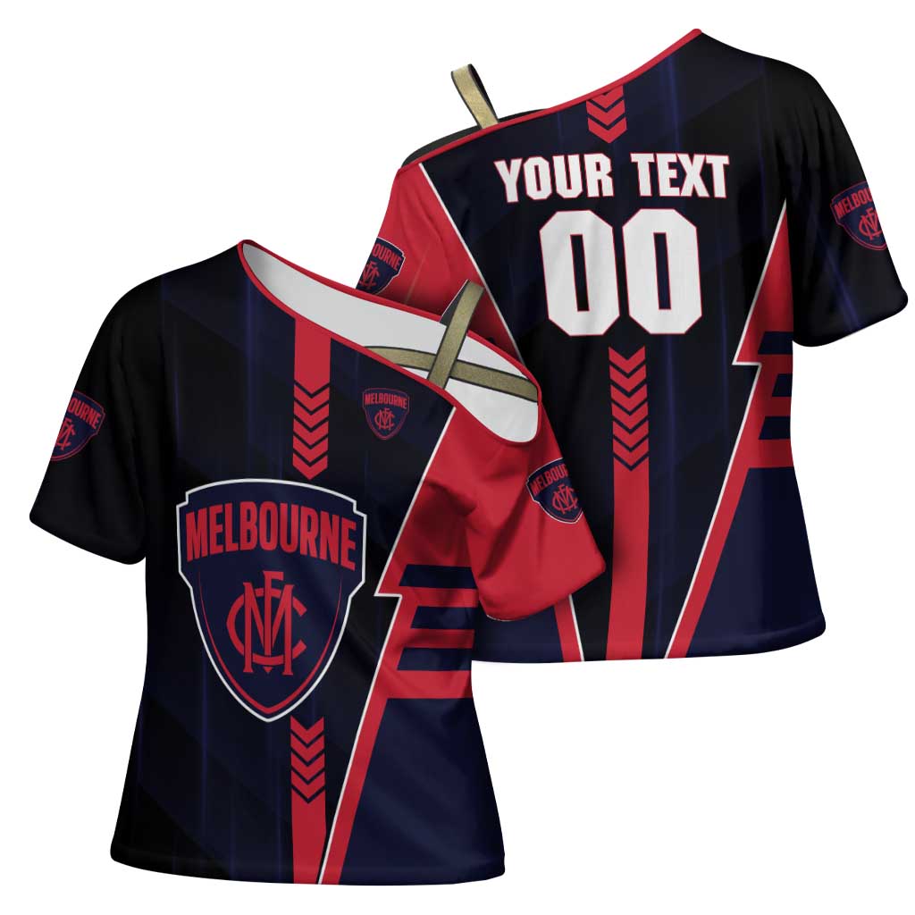 Personalized Melbourne Demons Cross Shoulder Shirt Modern Geometric Sports Graphic Style