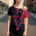 Personalized Melbourne Demons Cross Shoulder Shirt Modern Geometric Sports Graphic Style