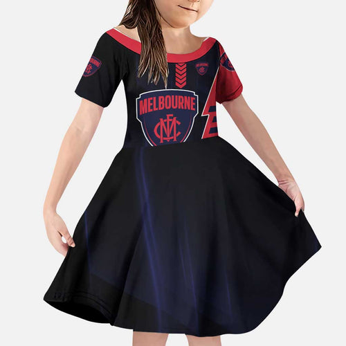 Personalized Melbourne Demons Family Matching Long Sleeve Bodycon Dress and Hawaiian Shirt Modern Geometric Sports Graphic Style