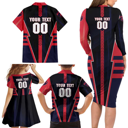 Personalized Melbourne Demons Family Matching Long Sleeve Bodycon Dress and Hawaiian Shirt Modern Geometric Sports Graphic Style