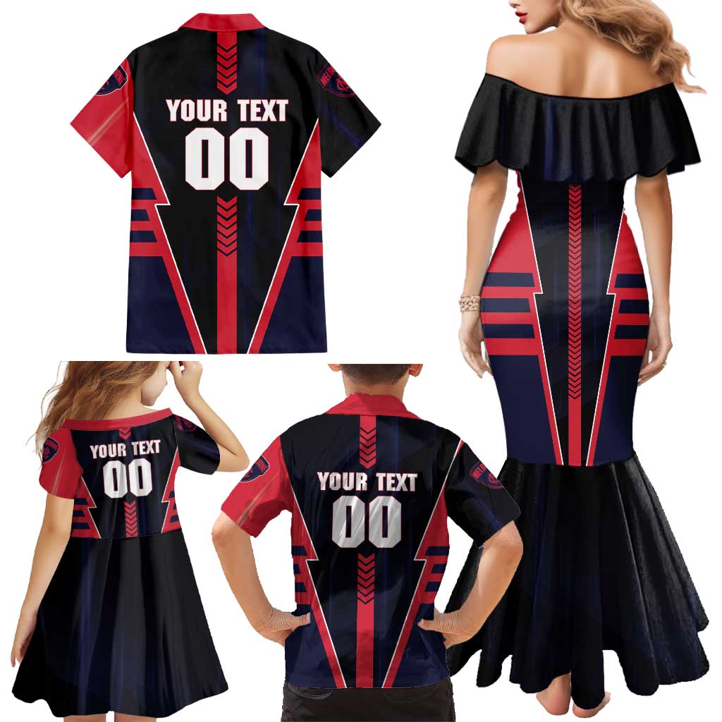 Personalized Melbourne Demons Family Matching Mermaid Dress and Hawaiian Shirt Modern Geometric Sports Graphic Style