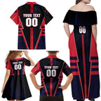 Personalized Melbourne Demons Family Matching Off Shoulder Maxi Dress and Hawaiian Shirt Modern Geometric Sports Graphic Style