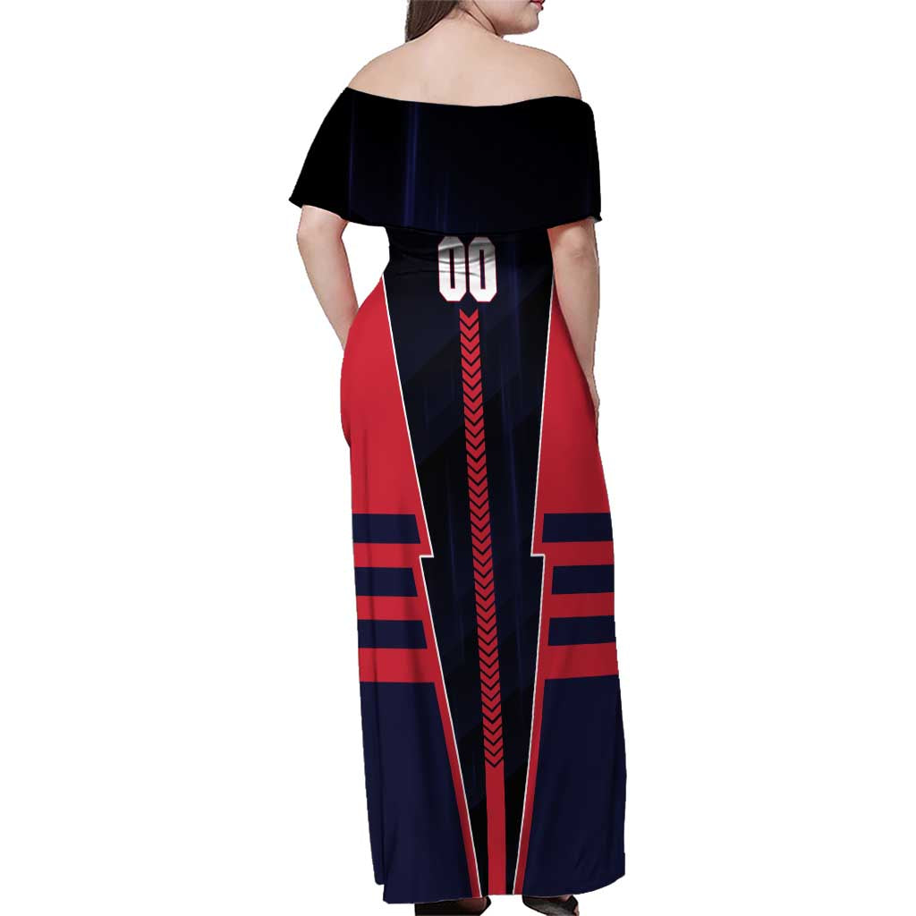 Personalized Melbourne Demons Family Matching Off Shoulder Maxi Dress and Hawaiian Shirt Modern Geometric Sports Graphic Style