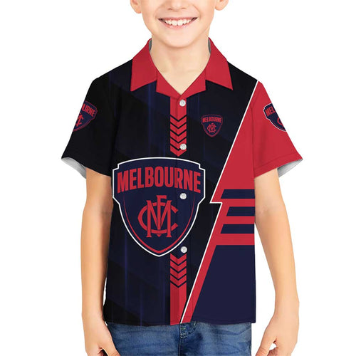Personalized Melbourne Demons Family Matching Off Shoulder Maxi Dress and Hawaiian Shirt Modern Geometric Sports Graphic Style