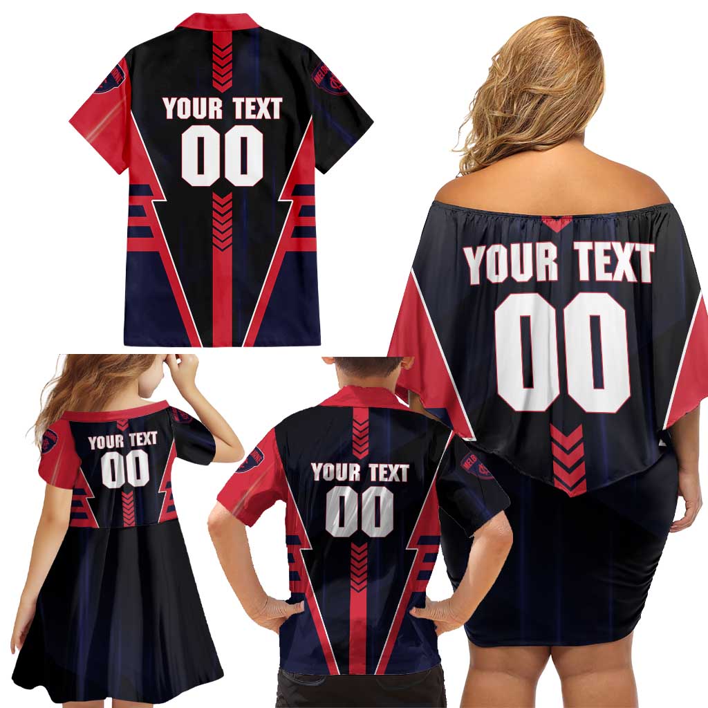 Personalized Melbourne Demons Family Matching Off Shoulder Short Dress and Hawaiian Shirt Modern Geometric Sports Graphic Style