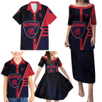Personalized Melbourne Demons Family Matching Puletasi and Hawaiian Shirt Modern Geometric Sports Graphic Style