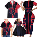 Personalized Melbourne Demons Family Matching Short Sleeve Bodycon Dress and Hawaiian Shirt Modern Geometric Sports Graphic Style