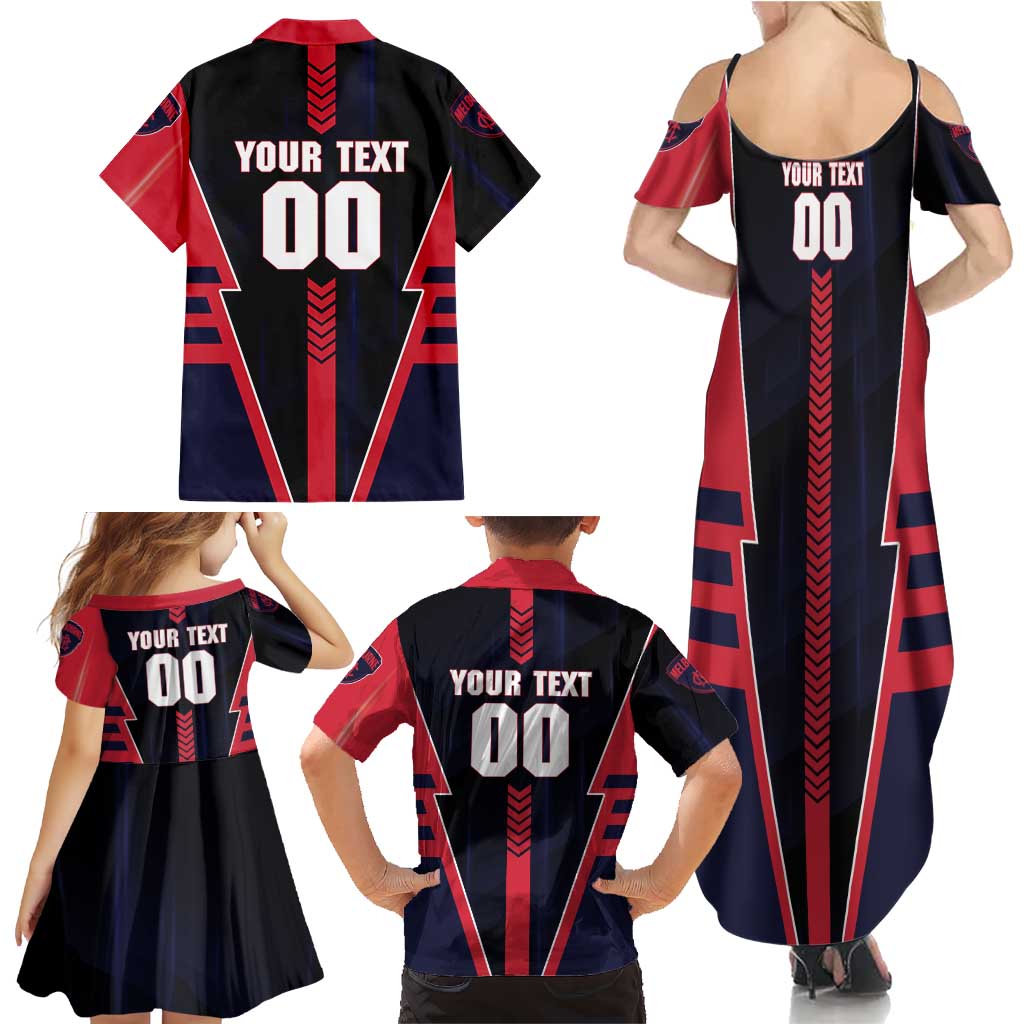Personalized Melbourne Demons Family Matching Summer Maxi Dress and Hawaiian Shirt Modern Geometric Sports Graphic Style