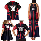 Personalized Melbourne Demons Family Matching Tank Maxi Dress and Hawaiian Shirt Modern Geometric Sports Graphic Style