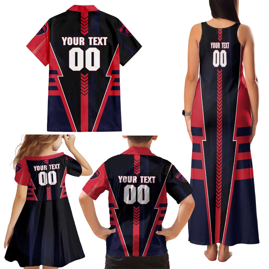Personalized Melbourne Demons Family Matching Tank Maxi Dress and Hawaiian Shirt Modern Geometric Sports Graphic Style
