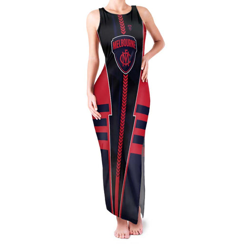 Personalized Melbourne Demons Family Matching Tank Maxi Dress and Hawaiian Shirt Modern Geometric Sports Graphic Style