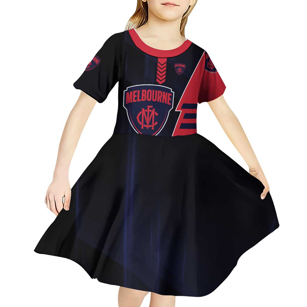 Personalized Melbourne Demons Kid Short Sleeve Dress Modern Geometric Sports Graphic Style