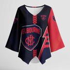 Personalized Melbourne Demons Kimono Sleeve Blouse Modern Geometric Sports Graphic Style