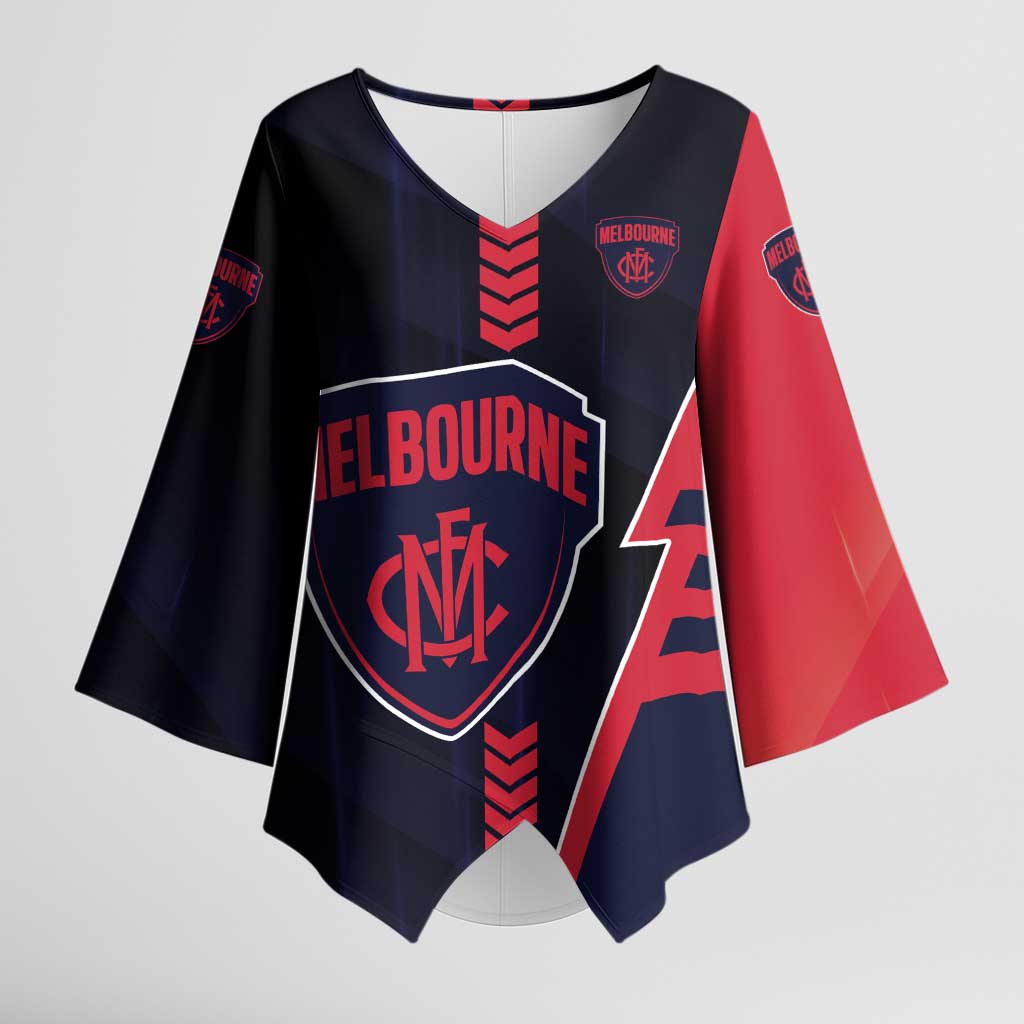 Personalized Melbourne Demons Kimono Sleeve Blouse Modern Geometric Sports Graphic Style