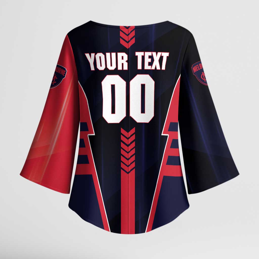 Personalized Melbourne Demons Kimono Sleeve Blouse Modern Geometric Sports Graphic Style