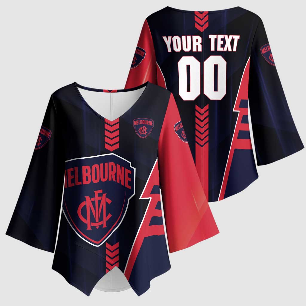 Personalized Melbourne Demons Kimono Sleeve Blouse Modern Geometric Sports Graphic Style
