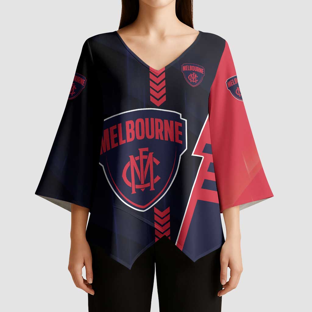 Personalized Melbourne Demons Kimono Sleeve Blouse Modern Geometric Sports Graphic Style