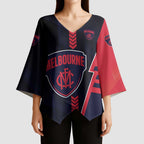 Personalized Melbourne Demons Kimono Sleeve Blouse Modern Geometric Sports Graphic Style