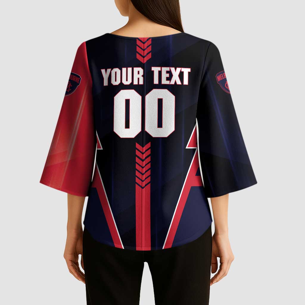 Personalized Melbourne Demons Kimono Sleeve Blouse Modern Geometric Sports Graphic Style