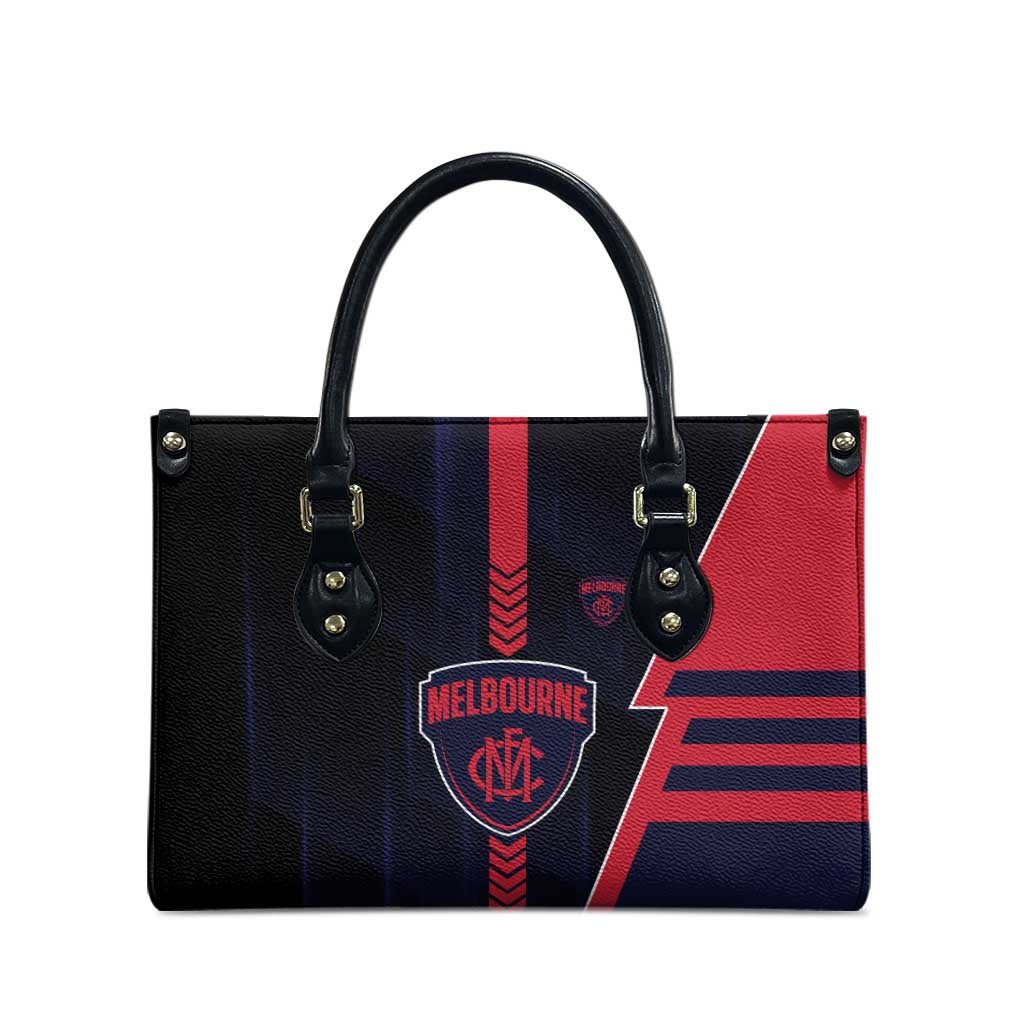 Melbourne Demons Leather Bag Modern Geometric Sports Graphic Style