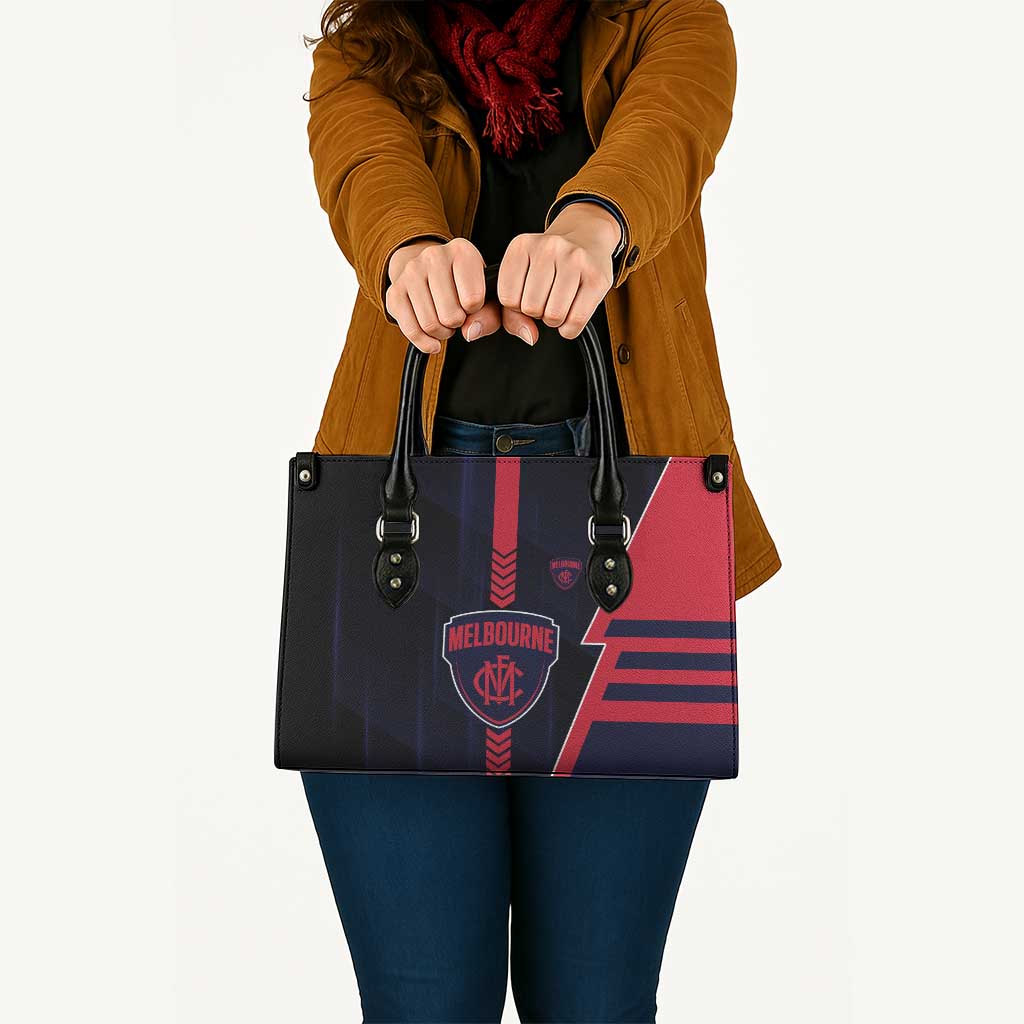 Melbourne Demons Leather Bag Modern Geometric Sports Graphic Style