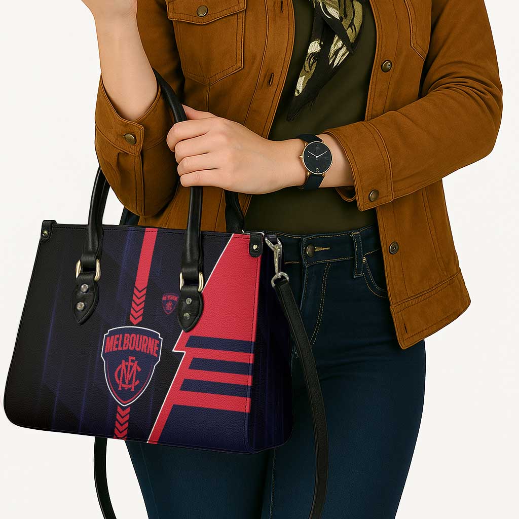 Melbourne Demons Leather Bag Modern Geometric Sports Graphic Style