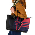 Melbourne Demons Leather Tote Bag Modern Geometric Sports Graphic Style