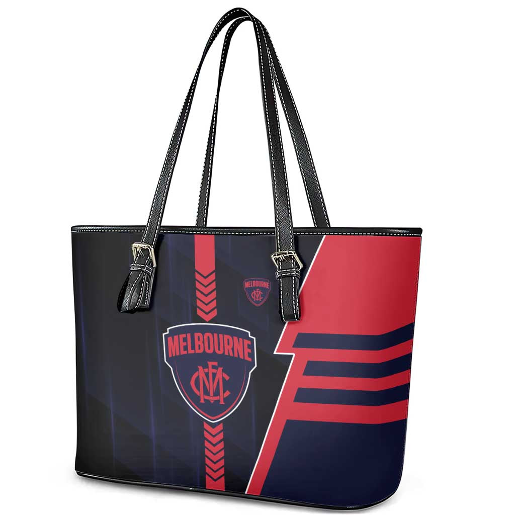 Melbourne Demons Leather Tote Bag Modern Geometric Sports Graphic Style