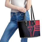 Melbourne Demons Leather Tote Bag Modern Geometric Sports Graphic Style