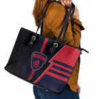 Melbourne Demons Leather Tote Bag Modern Geometric Sports Graphic Style