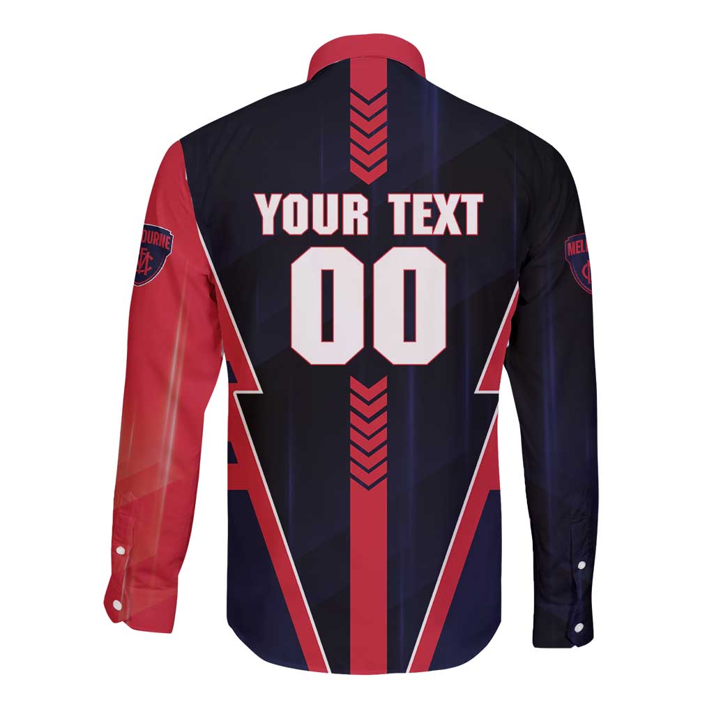 Personalized Melbourne Demons Long Sleeve Button Shirt Modern Geometric Sports Graphic Style