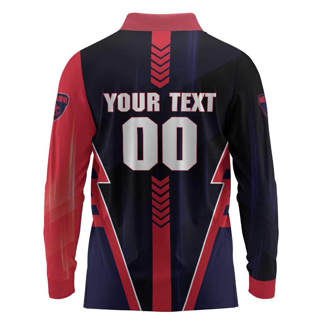 Personalized Melbourne Demons Long Sleeve Polo Shirt Modern Geometric Sports Graphic Style