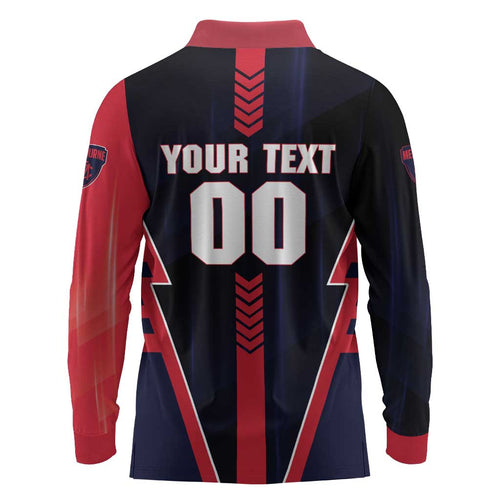 Personalized Melbourne Demons Long Sleeve Polo Shirt Modern Geometric Sports Graphic Style