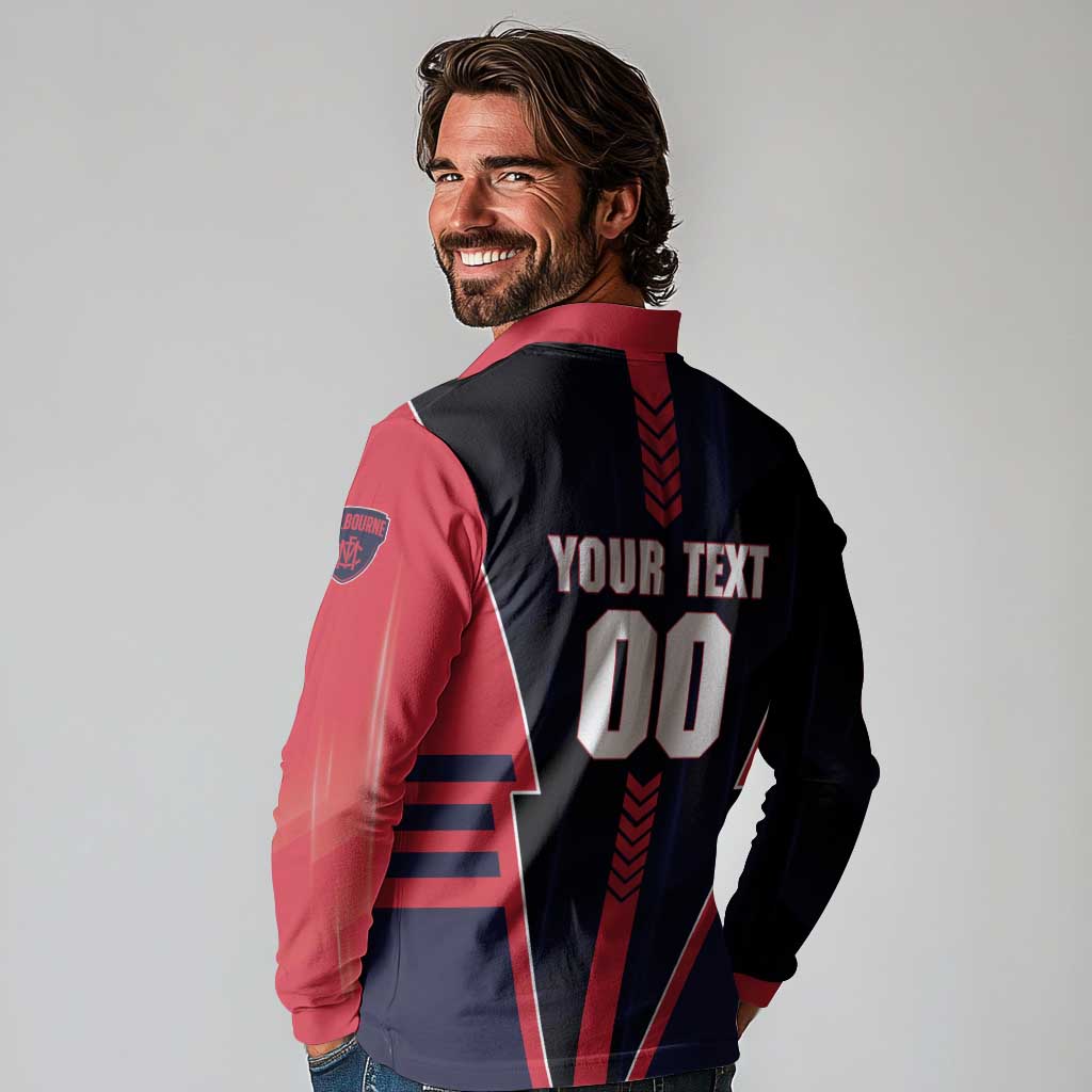 Personalized Melbourne Demons Long Sleeve Polo Shirt Modern Geometric Sports Graphic Style