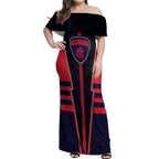 Personalized Melbourne Demons Off Shoulder Maxi Dress Modern Geometric Sports Graphic Style