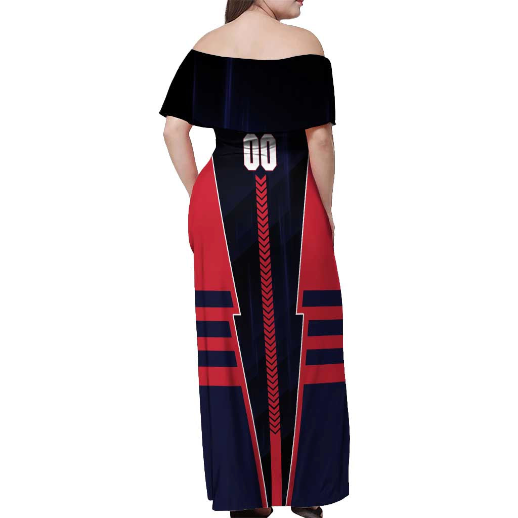 Personalized Melbourne Demons Off Shoulder Maxi Dress Modern Geometric Sports Graphic Style