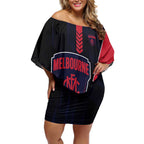 Personalized Melbourne Demons Off Shoulder Short Dress Modern Geometric Sports Graphic Style