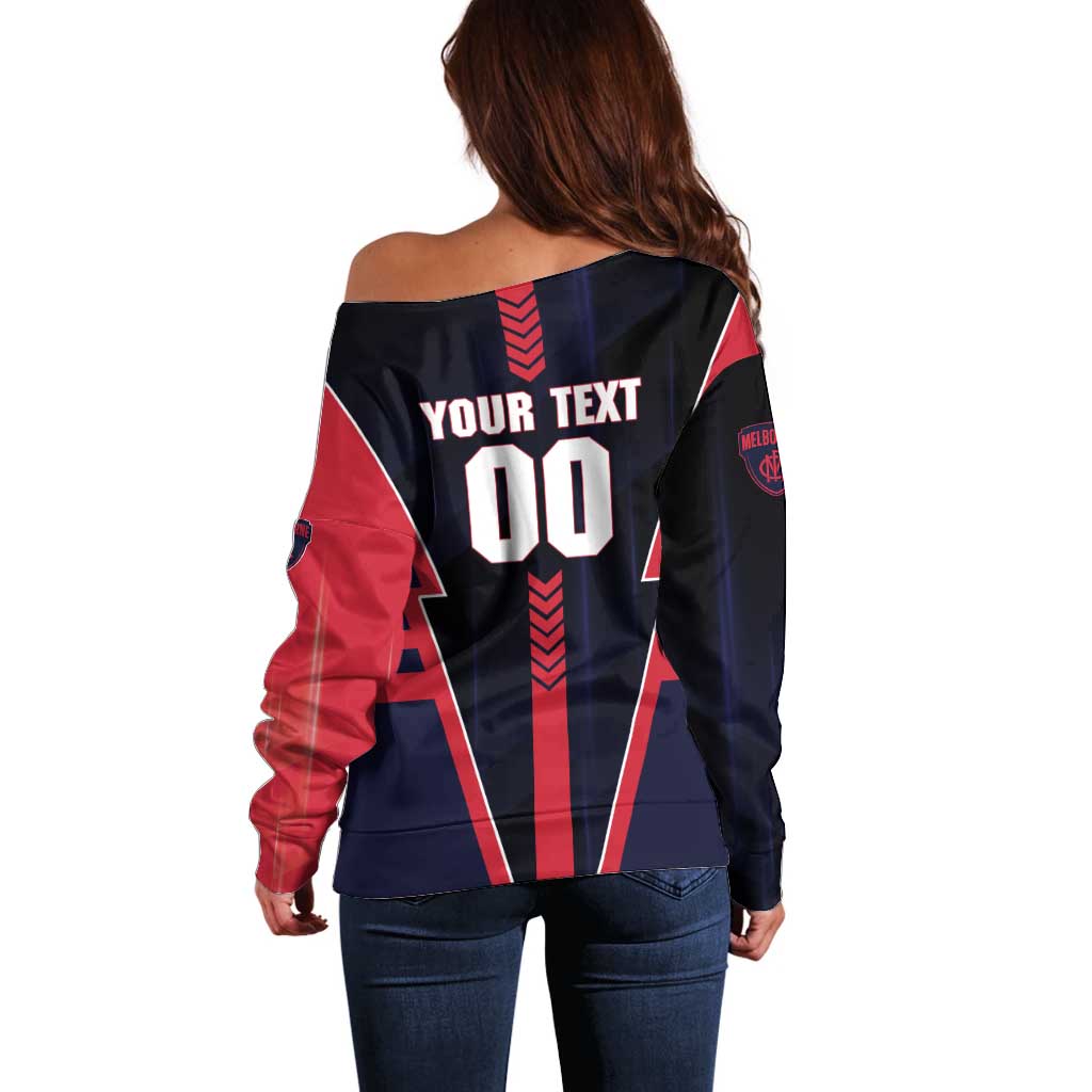 Personalized Melbourne Demons Off Shoulder Sweater Modern Geometric Sports Graphic Style