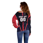 Personalized Melbourne Demons Off Shoulder Sweater Modern Geometric Sports Graphic Style